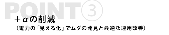 POINT③　＋αの削減　（電力の「見える化」でムダの発見と最適な運用改善）